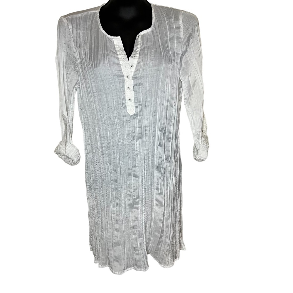 LAUREN RALPH LAUREN white retro scrunch tunic cover-up Size: Small
